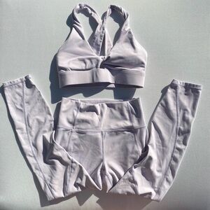 GUC Fabletics Lilac Oasis Twist Sports Bra + PureLuxe High Waisted 7/8 Legging S